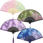 Aneco 4 Pieces Folding Bamboo Handheld Silk Fabric Medium, Color. Fixed Price $17.99.